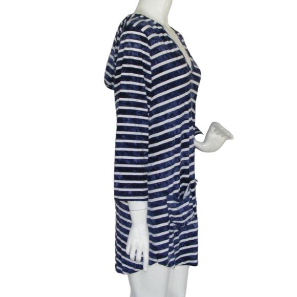 BLUE CURL Beachwear Swim Cover Up, L, Jersey, Blue/White stripes, Pockets - Picture 8 of 11